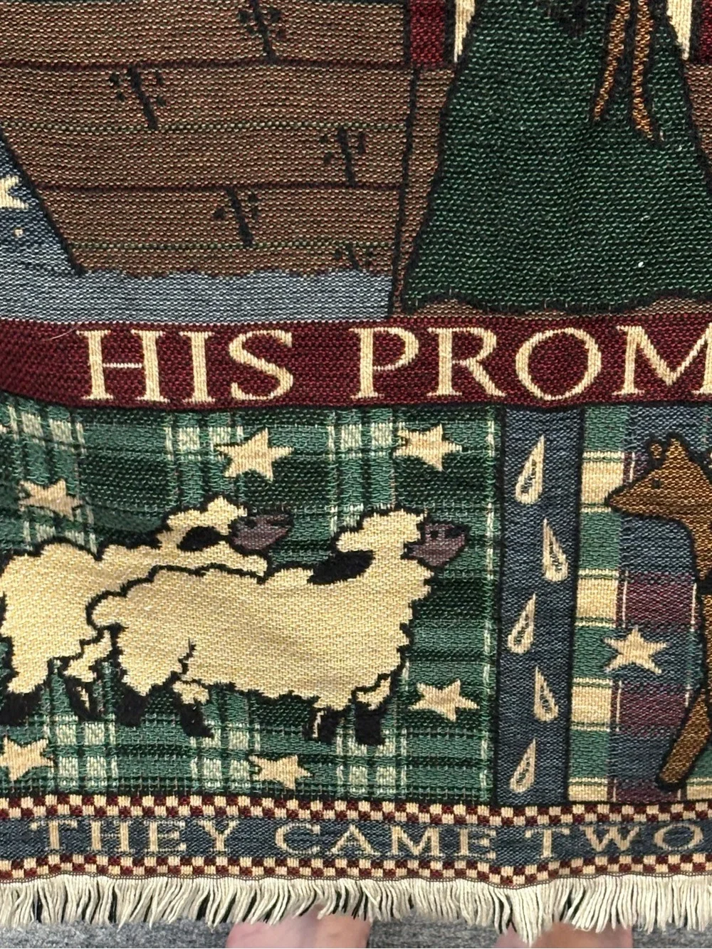 Vintage Faith-Inspired Noah's Ark Woven Throw Blanket Coco Downey Design
